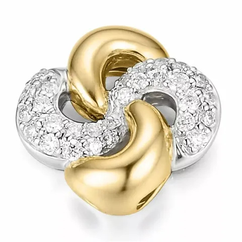 Abstrakt diamant diamantberlocker i 14 carat guld- och vitguld 0,272 ct
