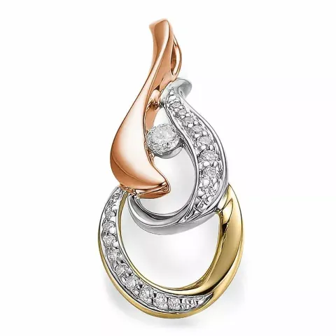 äkta diamant hängen i 14 carat gul-, vit- och rödguld 0,199 ct