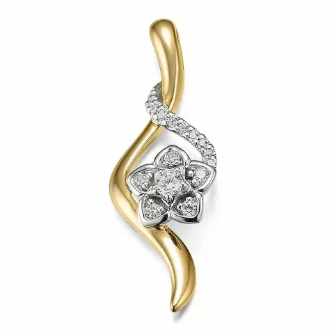 blommor diamant hängen i 14  carat guld- och vitguld 0,187 ct
