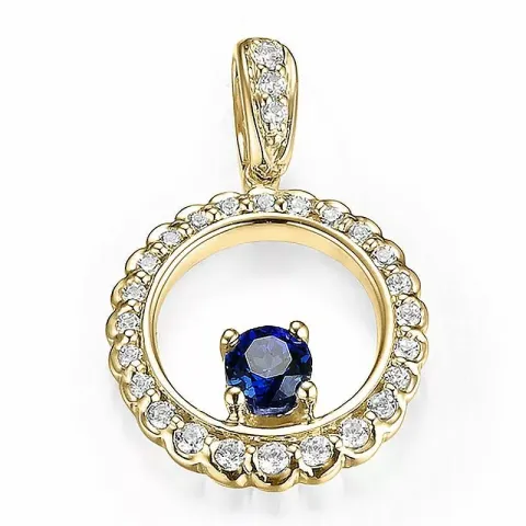 runt safir diamantberlocker i 14  carat guld 0,169 ct