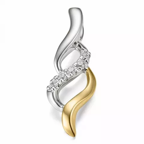 Trendig diamant hängen i 14  carat guld- och vitguld 0,028 ct