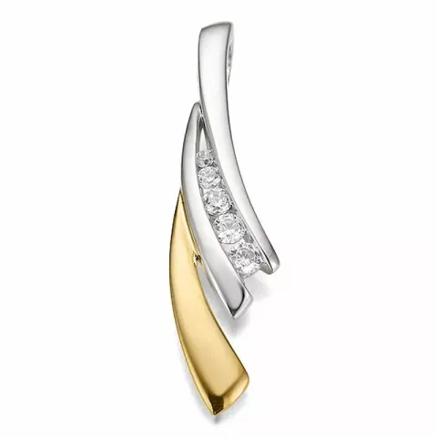 diamant dam hängen i 14 carat guld- och vitguld 0,119 ct