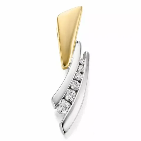 diamant dam hängen i 14 carat guld- och vitguld 0,117 ct