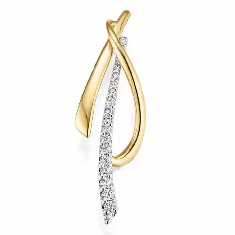 abstrakt diamant hängen i 14  carat guld- och vitguld 0,255 ct
