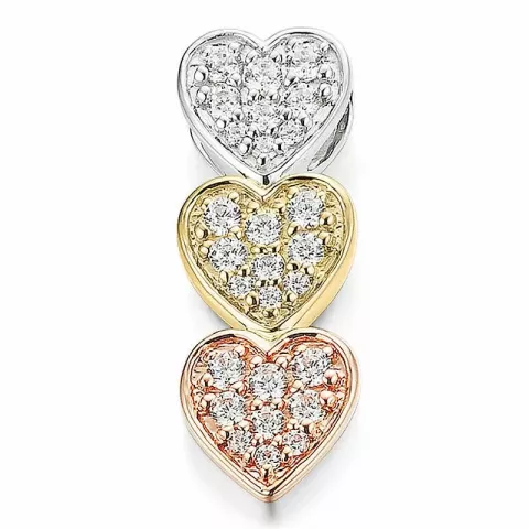 hjärta diamant hängen i 14  carat gul-, vit- och rödguld 0,288 ct