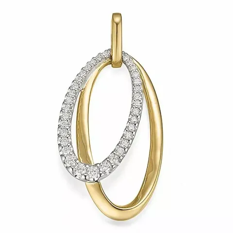 ovalt diamantberlocker i 14 carat guld- och vitguld 0,342 ct