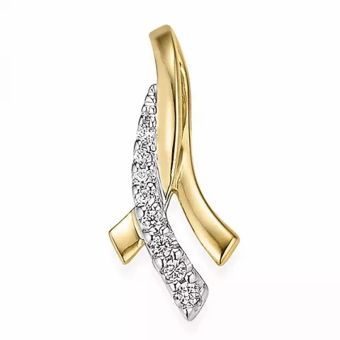 abstrakt diamant hängen i 14  carat guld- och vitguld 0,05 ct