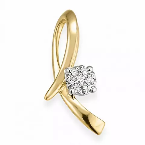 diamant hängen i 14  carat guld- och vitguld 0,051 ct