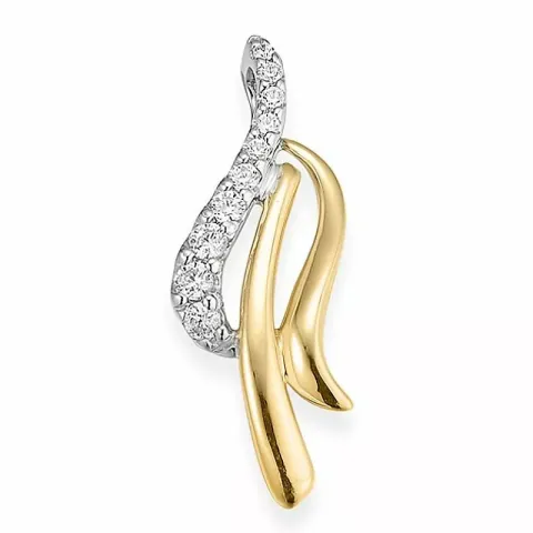 abstrakt diamant hängen i 14 carat guld- och vitguld 0,1 ct