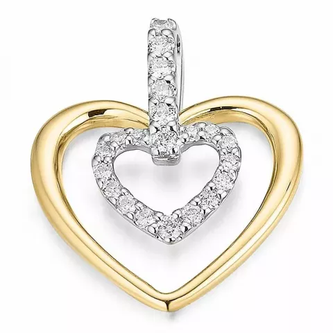Hjärta diamant hängen i 14  carat guld- och vitguld 0,199 ct