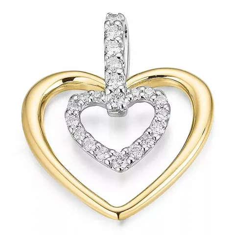 Hjärta diamant hängen i 14 carat guld- och vitguld 0,199 ct