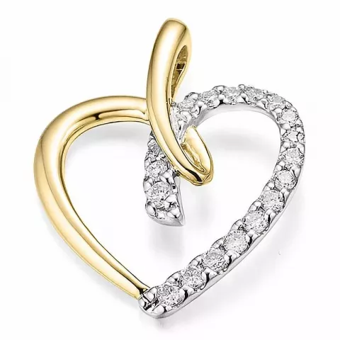 hjärta diamant hängen i 14  carat guld- och vitguld 0,195 ct