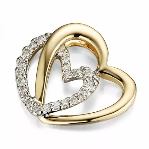 Hjärta diamant hängen i 14  carat guld- och vitguld 0,131 ct
