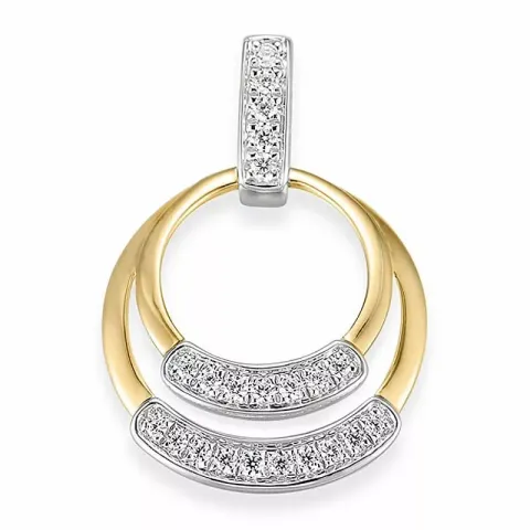 runt diamant hängen i 14 carat guld- och vitguld 0,216 ct
