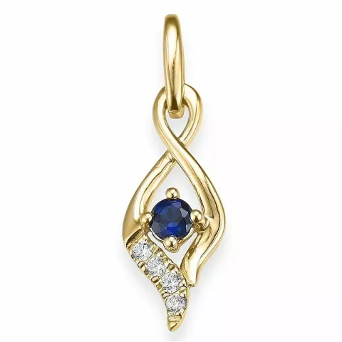 safir diamantberlocker i 14 carat guld 0,042 ct 0,14 ct