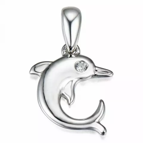 delfin diamant hängen i 14  carat vitguld 0,01 ct