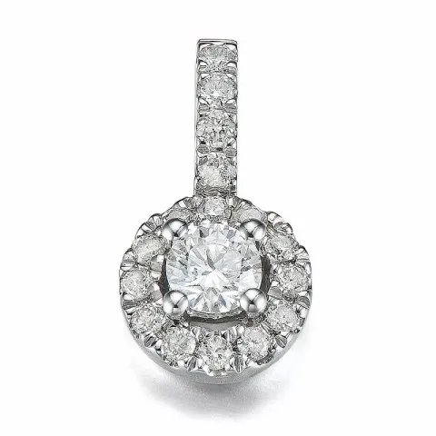Runt diamant vitgulds hängen i 14 carat vitguld 0,13 ct 0,12 ct