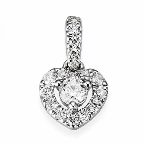 hjärta diamant vitgulds hängen i 14  carat vitguld 0,1 ct 0,155 ct