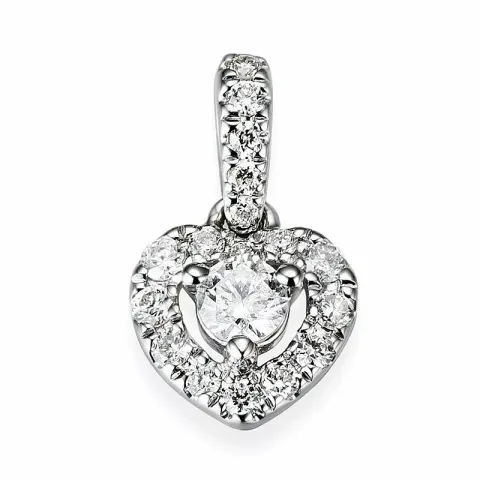 hjärta diamant vitgulds hängen i 14 carat vitguld 0,1 ct 0,155 ct