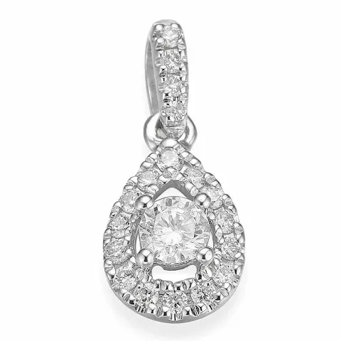 Droppformad diamant hängen i 14 carat vitguld 0,12 ct 0,105 ct
