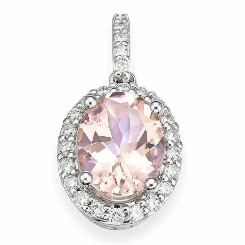 ovalt morganit hängen i 14 carat vitguld 0,165 ct 1,28 ct