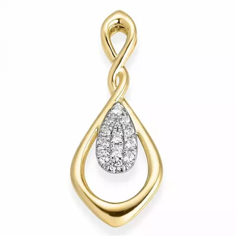 diamant hängen i 14  carat guld- och vitguld 0,16 ct