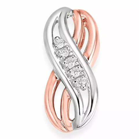 abstrakt diamant hängen i 14 carat vit och rödguld 0,053 ct
