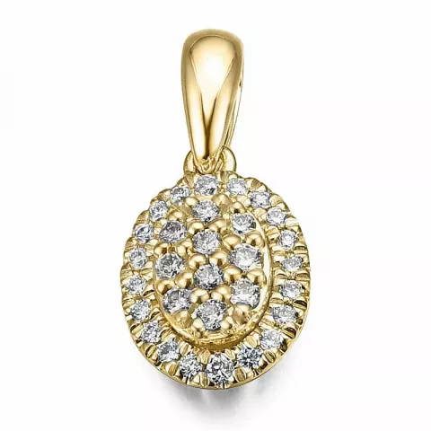 Ovalt diamantberlocker i 14  carat guld 0,18 ct