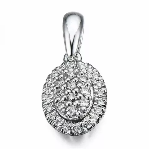 ovalt diamantberlocker i 14  carat vitguld 0,18 ct