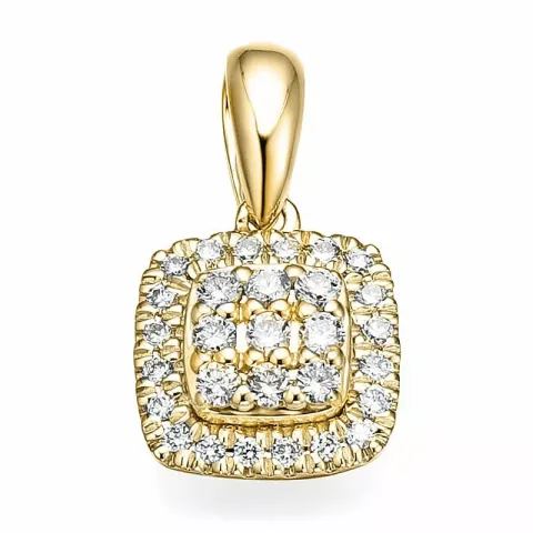 fyrkantigt diamantberlocker i 14 carat guld 0,20 ct
