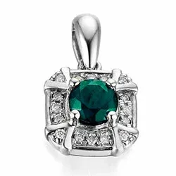 smaragd diamantberlocker i 14 carat vitguld 0,07 ct 0,35 ct