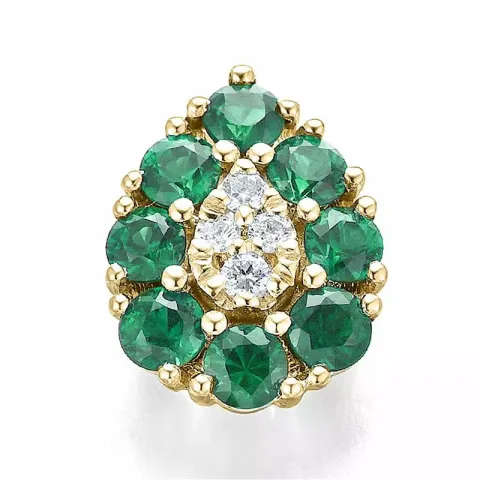 droppformad smaragd diamantberlocker i 14 carat guld 0,83 ct 0,06 ct