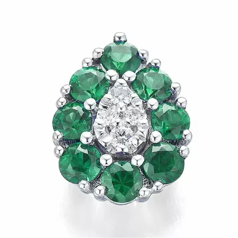 Droppformad smaragd diamantberlocker i 14  carat vitguld 0,83 ct 0,06 ct