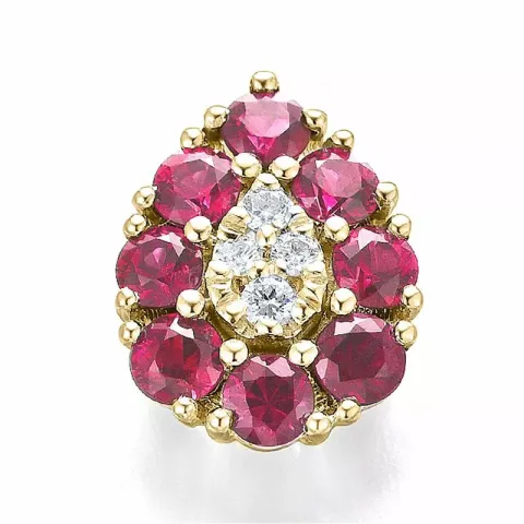 Droppformad rubin diamantberlocker i 14  carat guld 0,95 ct 0,06 ct