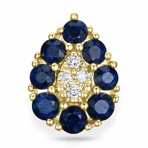 Droppformad safir diamantberlocker i 14  carat guld 0,95 ct 0,06 ct