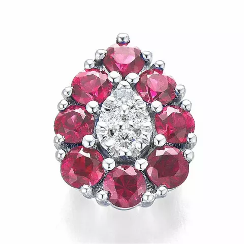 Droppformad rubin diamantberlocker i 14  carat vitguld 0,95 ct 0,06 ct