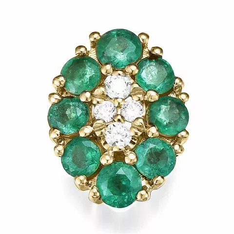 ovalt smaragd diamantberlocker i 14  carat guld 0,76 ct 0,06 ct