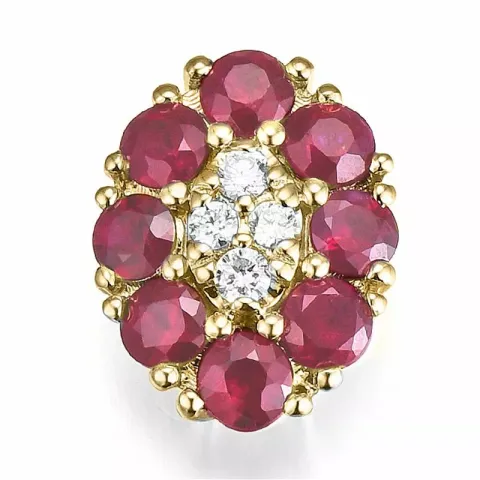 rubin diamantberlocker i 14 carat guld 0,88 ct 0,06 ct