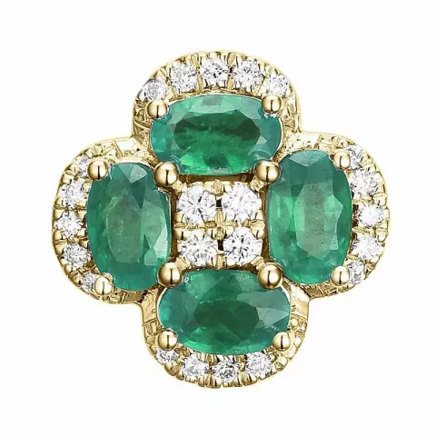 smaragd diamantberlocker i 14  carat guld 0,13 ct 1,0 ct