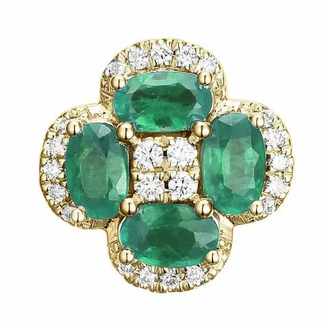 smaragd diamantberlocker i 14 carat guld 0,13 ct 1,0 ct
