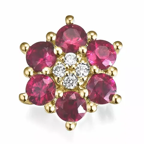 rubin diamantberlocker i 14 carat guld 0,97 ct 0,04 ct