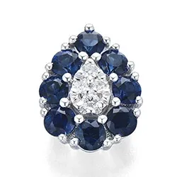 Droppformad safir diamantberlocker i 14 carat vitguld 0,95 ct 0,06 ct