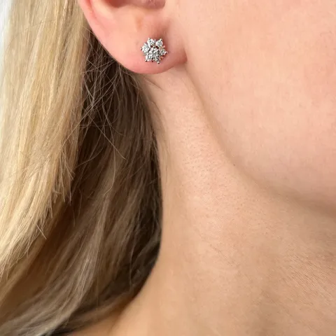 stjärna diamant örhängestift i 14 karat vitguld med diamant