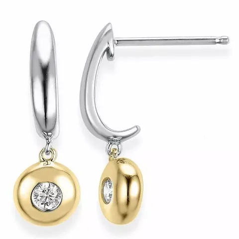 runda diamant örhängen i 14 karat guld och vitguld med diamant