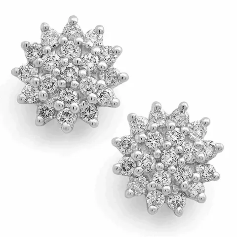 Stora stjärna diamant örhängestift i 14 karat vitguld med diamanter