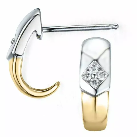 Trendig diamant halvcreol i 14 karat guld och vitguld med diamanter