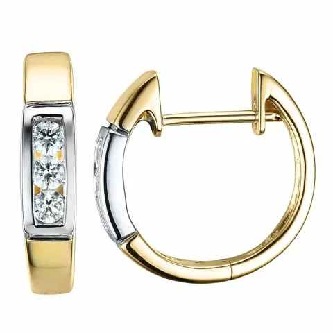14 mm diamant creol i 14 karat guld och vitguld med diamant