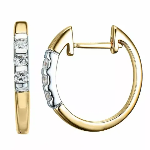 16 mm diamant creol i 14 karat guld och vitguld med diamant