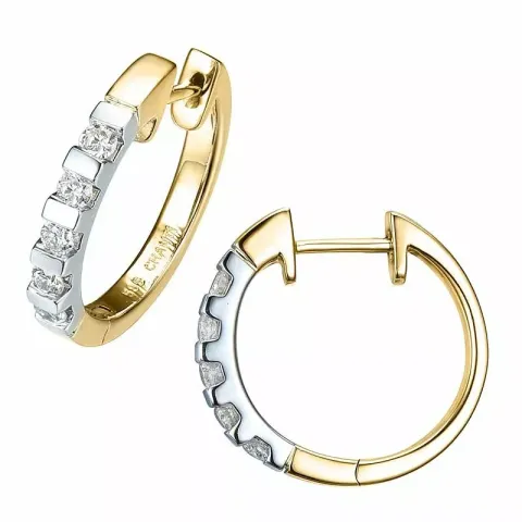 16 mm diamant creol i 14 karat guld och vitguld med diamant