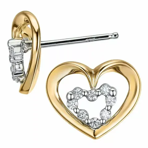Hotte hjärta diamant örhängestift i 14 karat guld och vitguld med diamanter